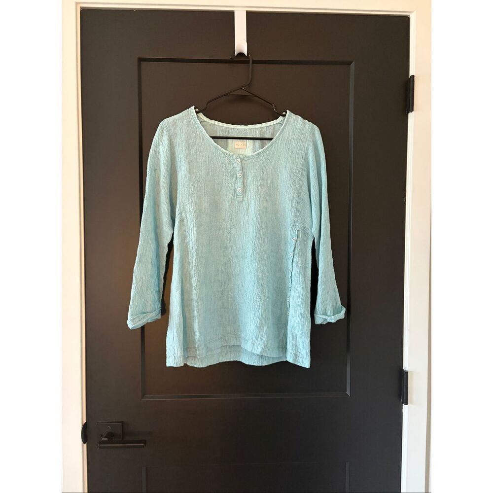 Poetry Side-Button Linen Pullover Top Gauze Laugenlook Size 2